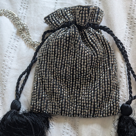 Express Elegant Black and Silver Drawstring Bag - Picture 6 of 6